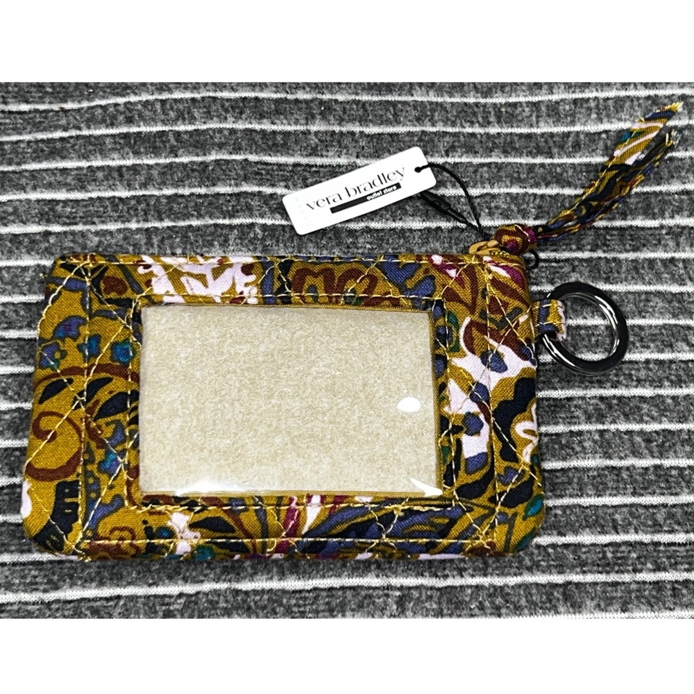 Vera Bradley Zip ID Case Quilted Cotton Wallet Keychain